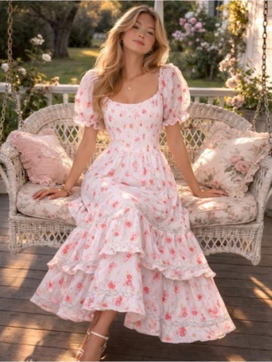 LoveShackFancy Dresses & Skirts - LoveShackFancy x Target Cosette Smocked Puff Sleeve Tiered Floral